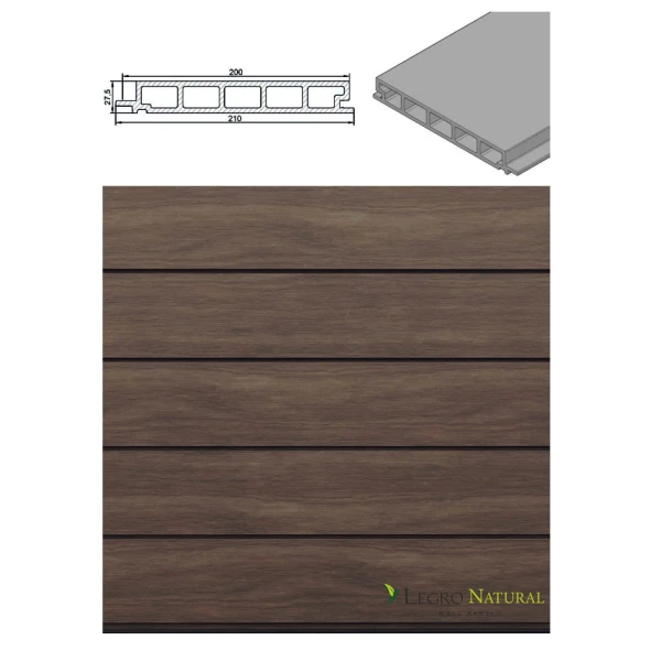 Próbka szerokiej gładkiej deski elewacyjnej FS21 w ciemnym brązie walnut